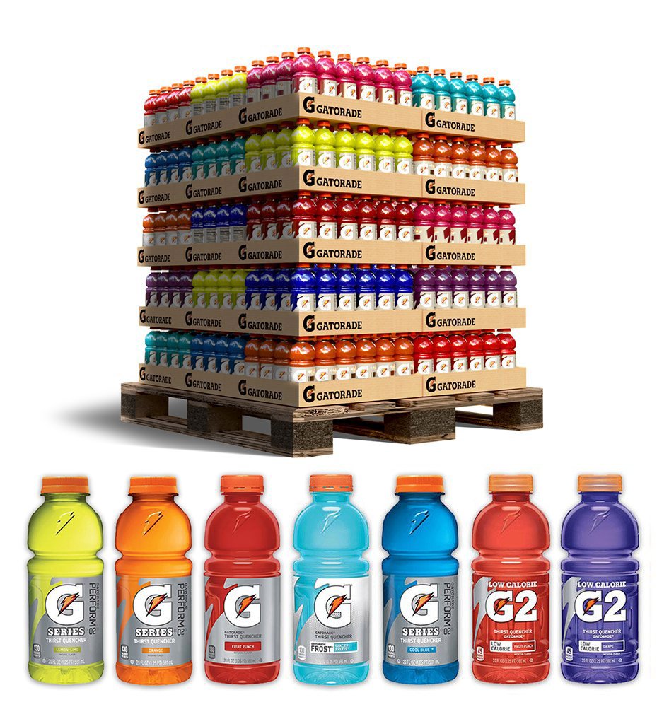 54-Case Pallet of Gatorade Thirst Quencher Wide Mouth Bottle 20 oz – 8 Flavors