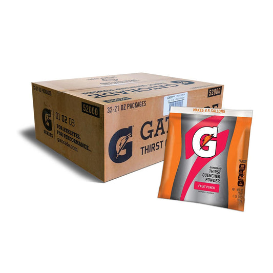 Case of Gatorade Fruit Punch 2.5 Gallon Instant Powder Mix - 21 oz Gatorade Mix