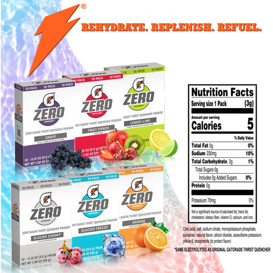 Gatorade Zero Powder Sticks Nutritional Facts