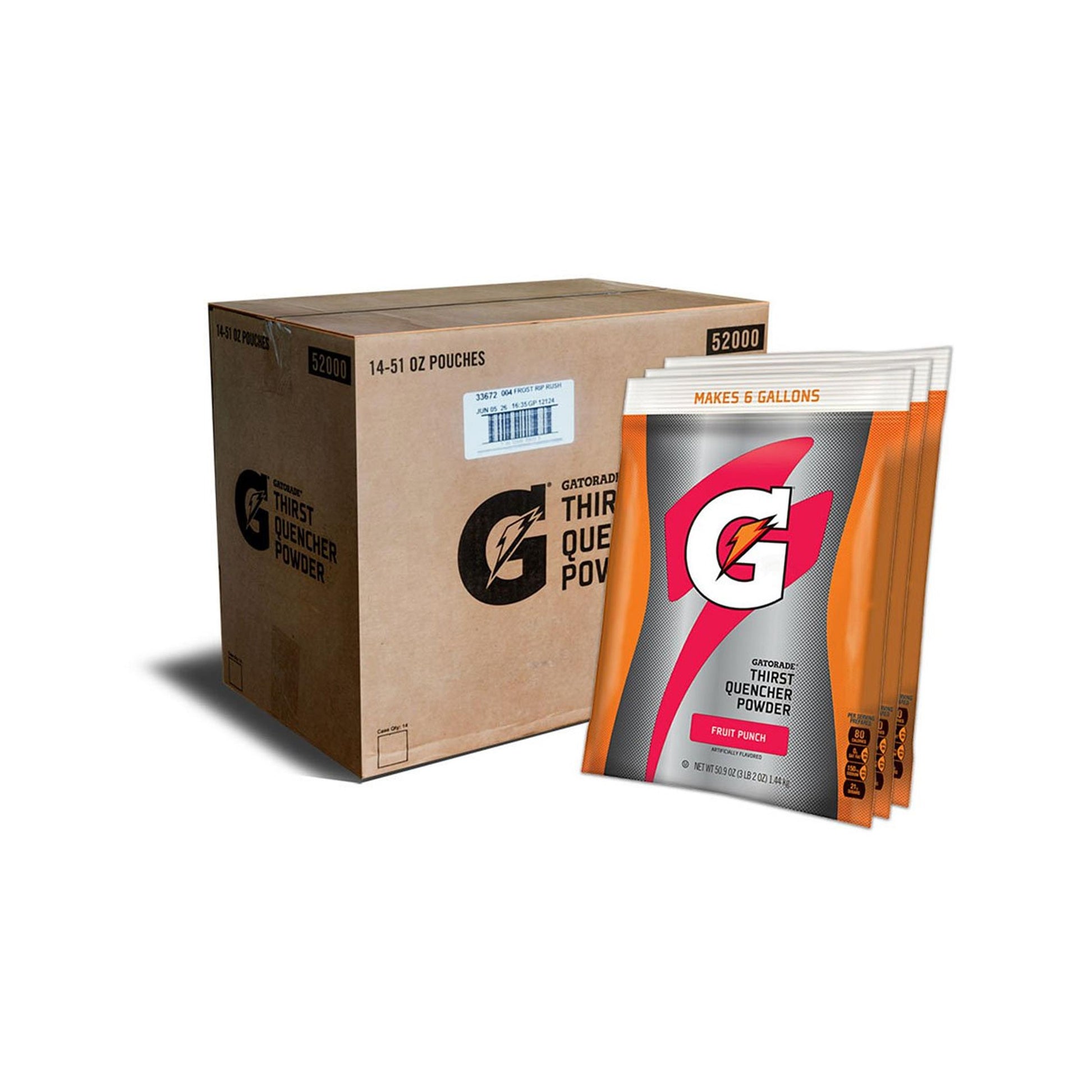 Case of Gatorade Fruit Punch 6 Gallon Powder - 51 oz Instant Gatorade Mix