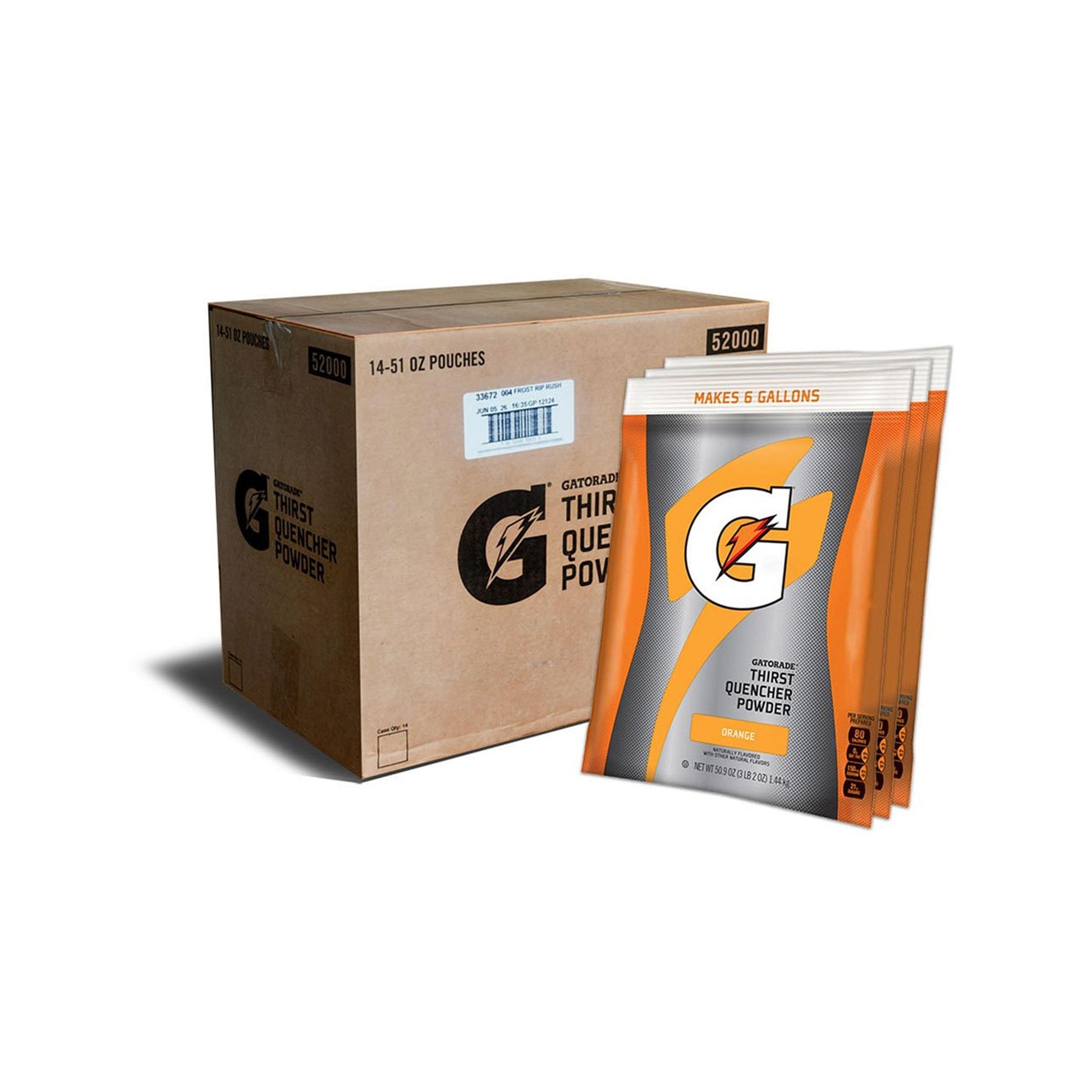 Case of Gatorade Orange 6 Gallon Powder - 51 oz Instant Gatorade Mix